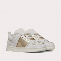 Valentino Garavani Open Skate Sneakers with VLogo UniseX Calfskin and Fabric WhiteGold