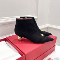 Valentino Garavani Rockstud Sheepskin Ankle Boots Women Black