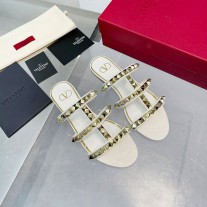 Valentino Garavani Rockstud Slides with No Limit Studs Women Calfskin White