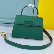 Valentino Garavani Small Vsling Handbag In Grainy Calfskin Green