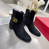 Valentino Garavani Splicing Cashmere Ankle Boots Women Black