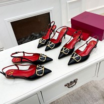 Valentino Garavani VLogo Signature Slingback Pumps with Crystals Women Calfskin BlackRed