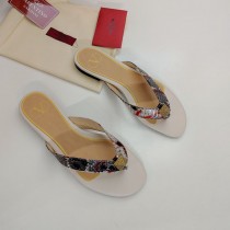 Valentino Garavani One Stud Flip-Flop Slides Women Python Leather Beige