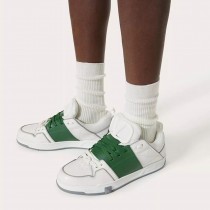 Valentino Garavani Open Skate Sneakers with VLogo UniseX Calfskin and Fabric WhiteGreen