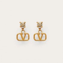 Valentino Garavani VLogo Signature Metal And Rhinestone Earrings Gold
