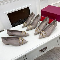 Valentino Garavani VLogo Signature Pumps with Crystals Women Calfskin Taupe