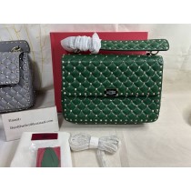 Valentino Garavani Large Rockstud Spike Chain Bag In Lambskin Green