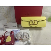 Valentino Garavani Loco Shoulder Bag In Calfskin Lemon