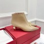 Valentino Garavani Rockstud Cow Leather Ankle Boots Women Apricot