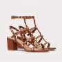Valentino Garavani Rockstud Sandals with Ankle Strap Women Calfskin Brown