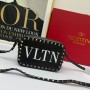 Valentino Garavani Small Rockstud Crossbody Bag In VLTN Calfskin BlackSilver