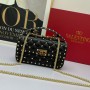 Valentino Garavani Small Rockstud Spike Chain Bag In Lambskin BlackGold