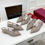 Valentino Garavani VLogo Signature Slingback Pumps with Crystals Women Calfskin Taupe