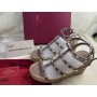 Valentino Garavani Rockstud Torchon Espadrille Wedge 95mm Leather Pink