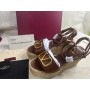 Valentino Garavani VLogo Ankle Wrap Espadrille 90mm Pebbled Calfskin Brown